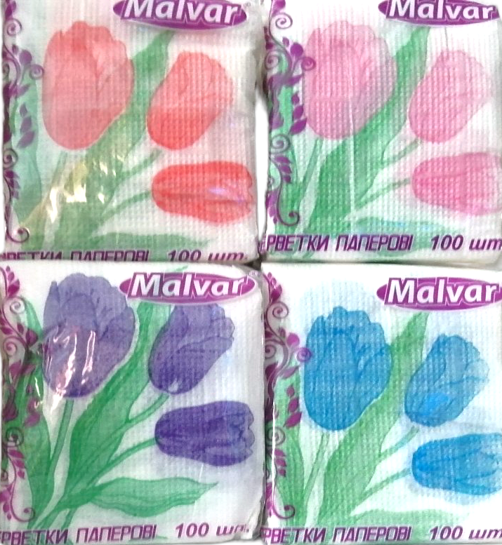 Malvar Tulip Pattern Napkins, 100 pcs