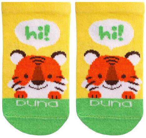 Duna 4057 Yellow Patterned Cotton Spring/Fall Kids' Socks, Size 12-14