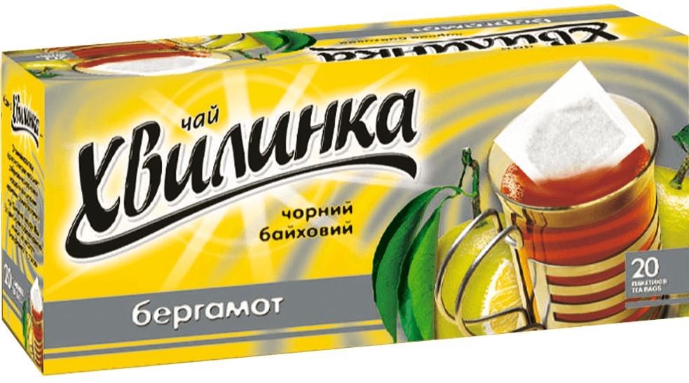 Khvylynka Bergamot-Flavored Black Tea Bags, 20 pcs