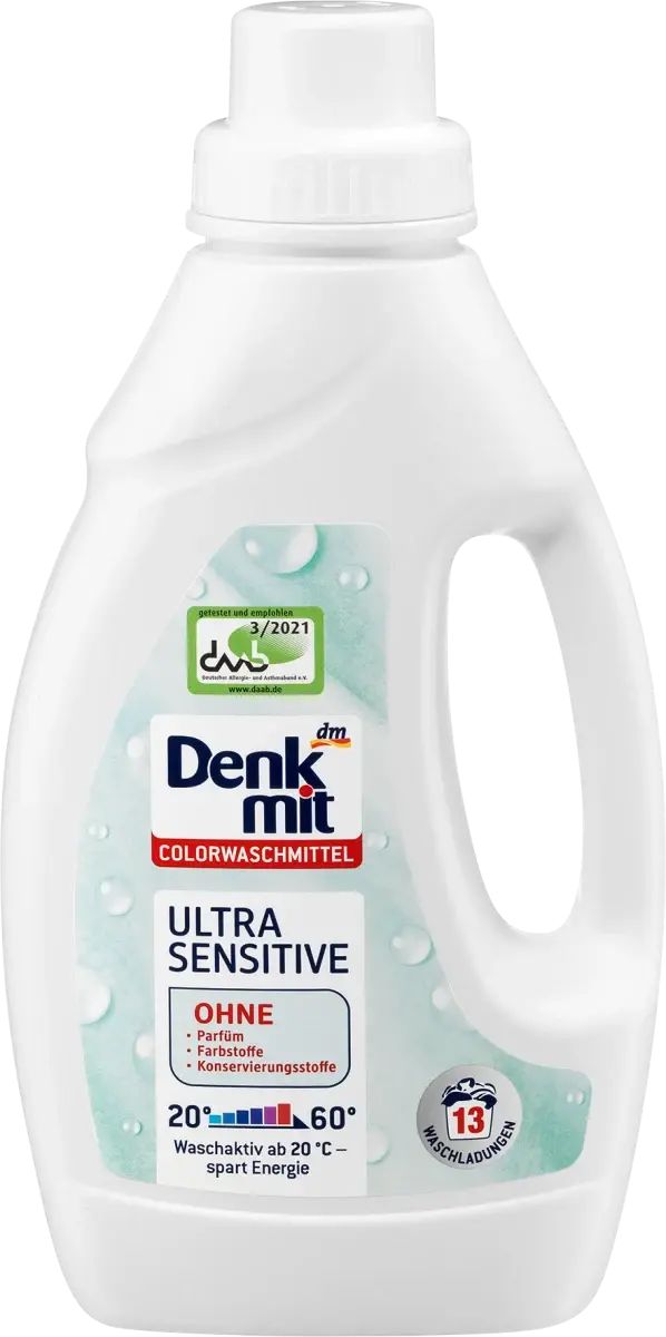 Denkmit Ultra Sensitive Color Hypoallergenic Laundry Detergent Gel, 13 Loads, 750 mL