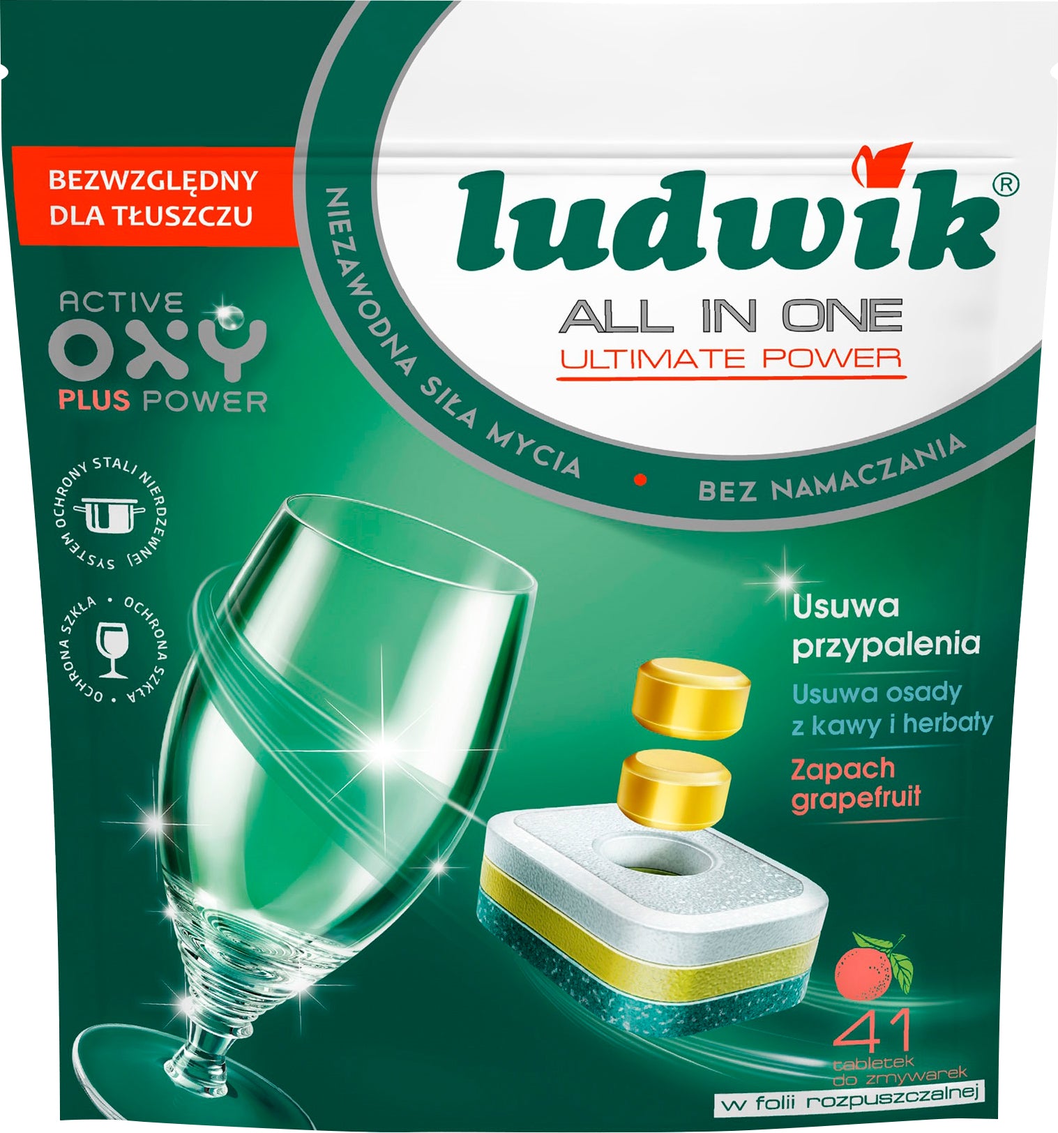 Ludwik All-in-One Grapefruit Dishwasher Tablets, 41 pcs (Price per 1 pc)