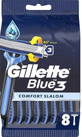 Gillette Blue 3 Comfort Slalom Men's Disposable Razors, 8 pcs