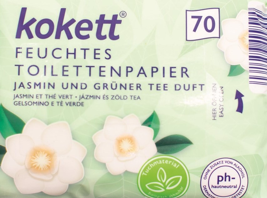 Kokett Jasmine & Green Tea Wet Toilet Paper, 70 pcs