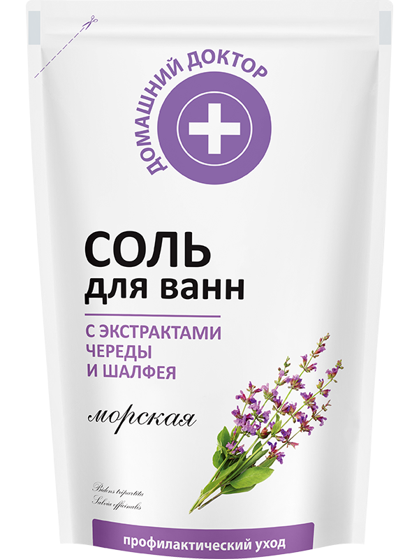 Domashnii Doktor String & Sage Bath Salt Refill Pouch, 500 g