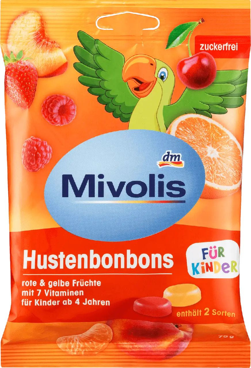 Mivolis Kids Sugar-Free Fruit Cough Drops, 75 g