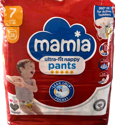 Mamia Size 7 Baby Pull-Up Diaper Pants, 17+ kg, 28 pcs - Image 2