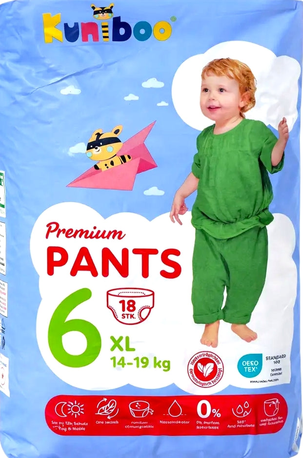 Kuniboo Premium Size 6 Baby Pull-Up Diaper Pants, 14-19 kg, 18 pcs