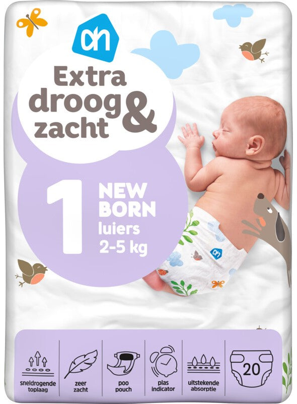 Albert Heijn Newborn Size 1 Baby Diapers, 2-5 kg, 20 pcs
