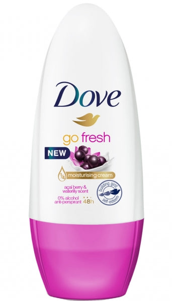 Dove Acai Berry & Water Lily Women's Roll-On Deodorant, 50 mL