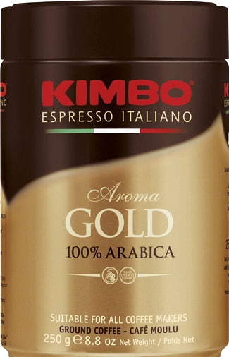 Kimbo Aroma Gold Ground Coffee Tin, 250 g