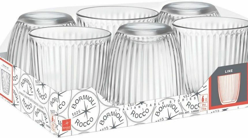 Bormioli Rocco Line Lowball Glass Set, 6 x 290 mL