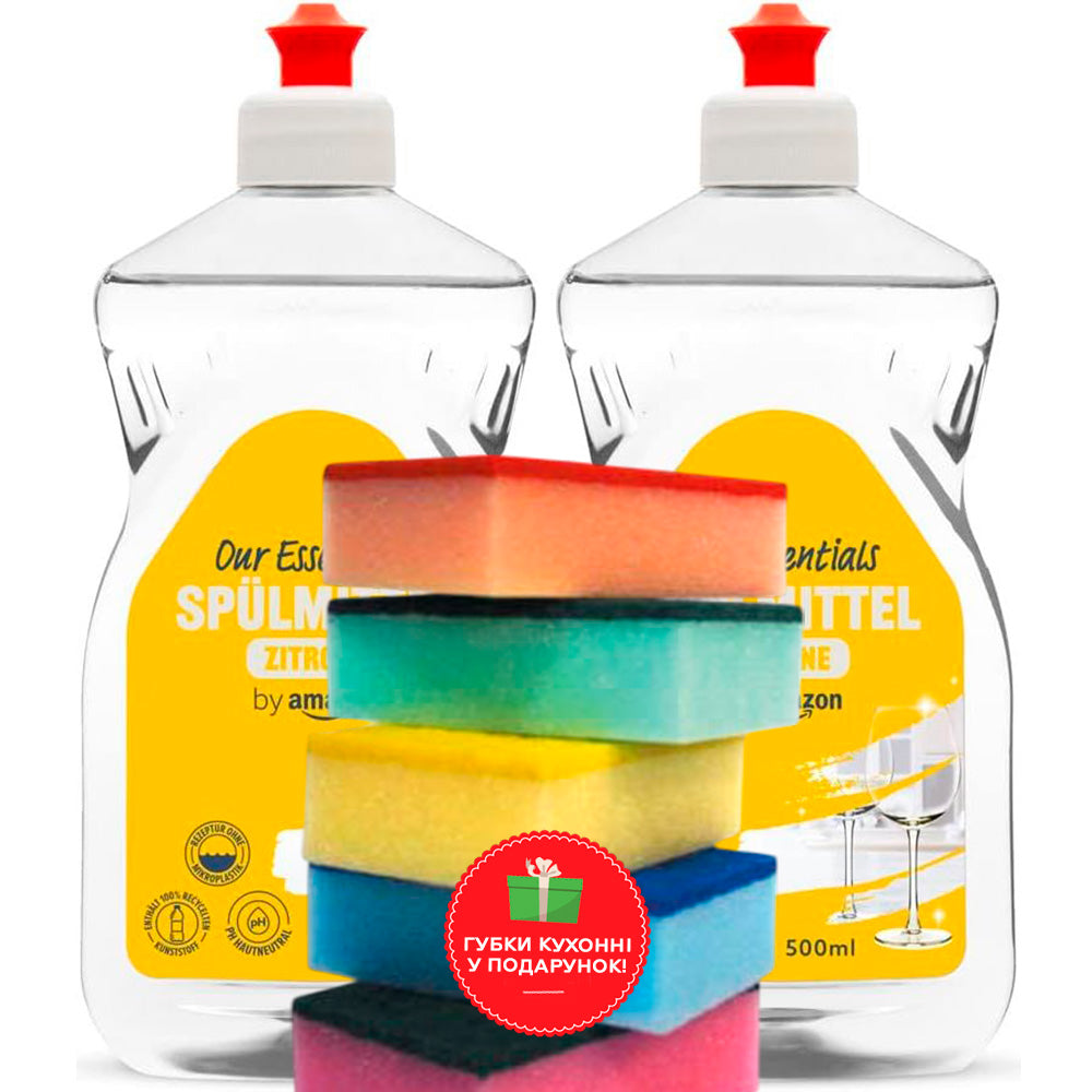 Amazon Dishwashing Liquid with Profit Cafe Dish Sponge Gift, 2 x 500 mL - Image 2