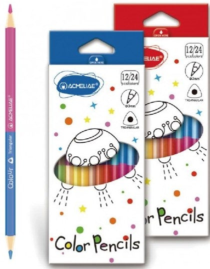 Acmeliae C12-24 Double-Ended Colored Pencil Set, 12 Colors