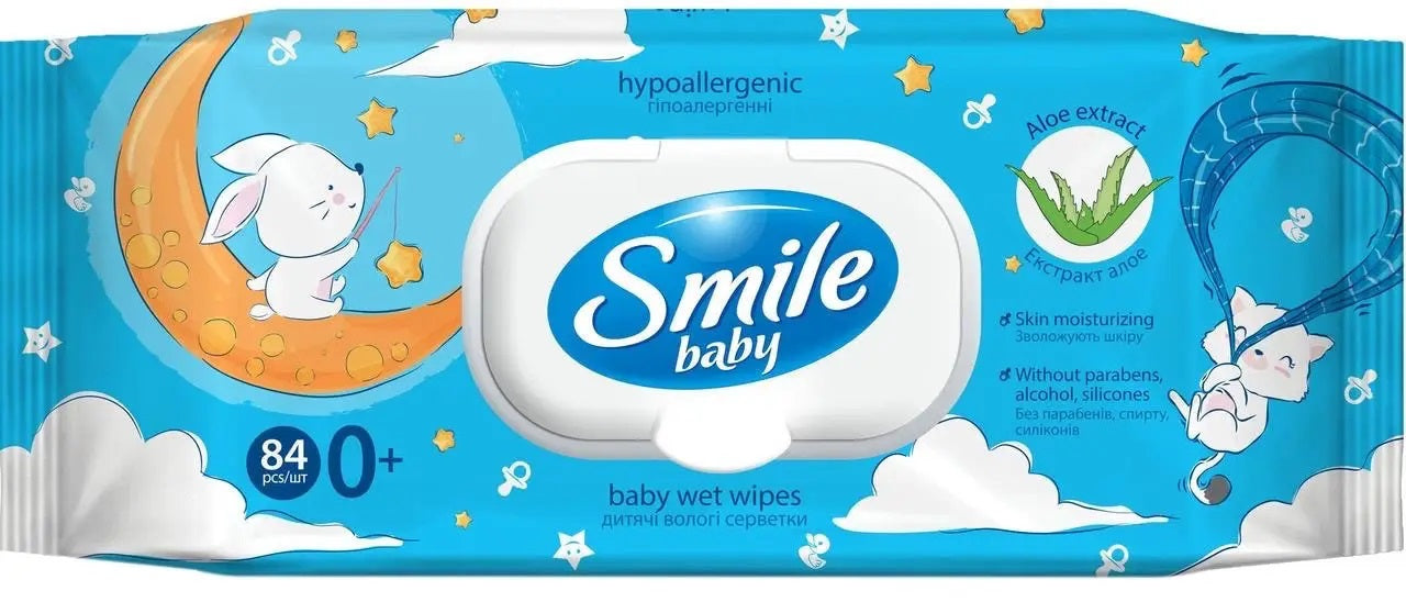 Smile Baby 0+ Aloe Kids Wet Wipes, 84 pcs