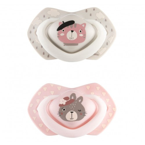 Canpol Babies 22/647 Pink Symmetrical Silicone Pacifiers, Ages 0-6 Months, 2 pcs