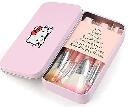 Hello Kitty Makeup Brush Set in Metal Case, 7 pcs