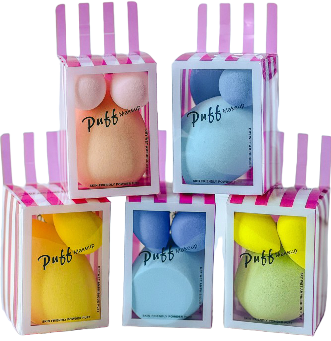 Golden Beauty Puff Makeup Sponge Set, 3 pcs