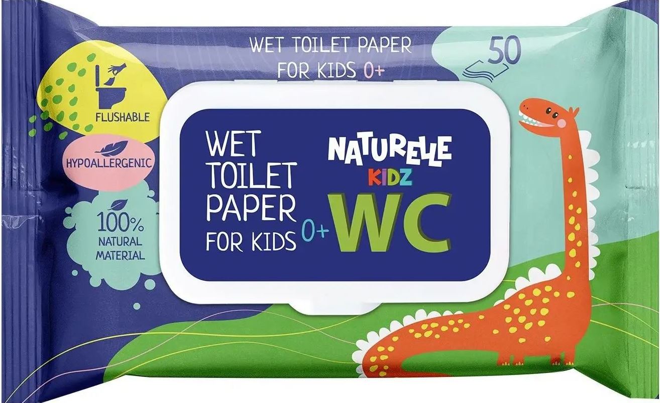Naturelle Kidz Kids' Moist Toilet Tissue, 50 pcs
