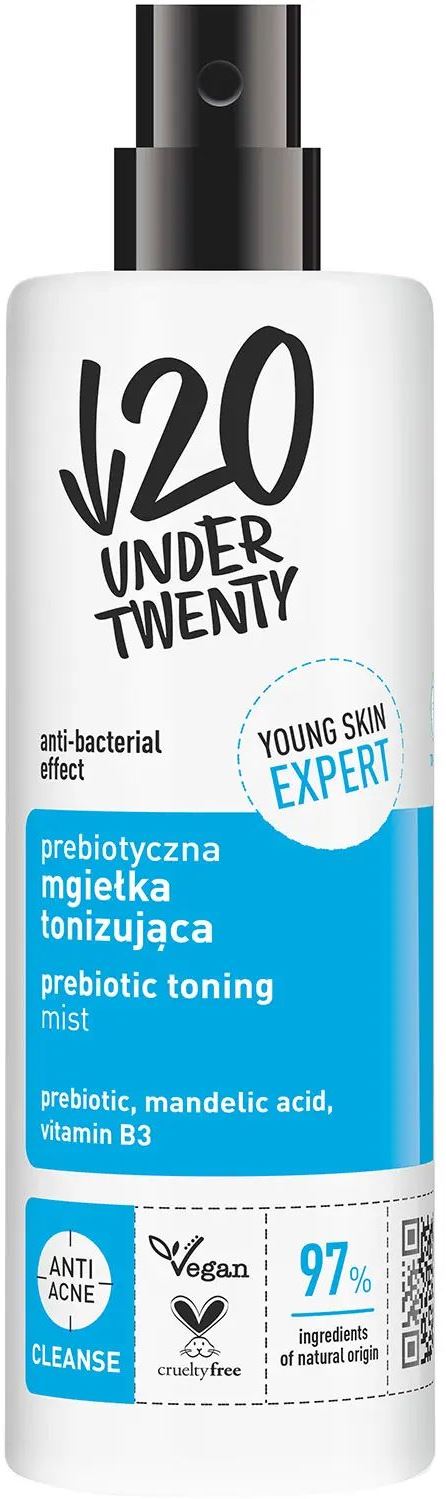 Under Twenty Prebiotic Toning Mist Facial Spray, 200 mL