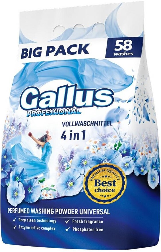 Gallus Professional Universal 4-in-1 Laundry Detergent Powder, 58 Loads, 3.2 kg