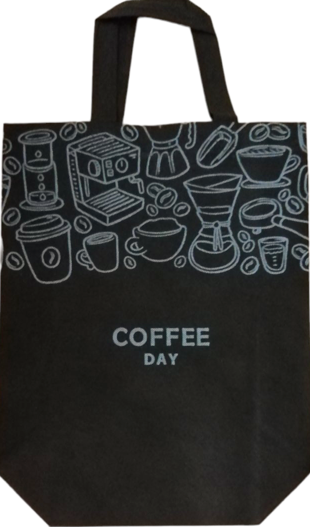 Coffee Print Eco Shopping Bag without Zipper, 29 x 33 cm