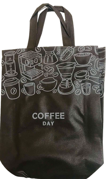 Coffee Print Eco Shopping Bag without Zipper, 29 x 33 cm - Image 2
