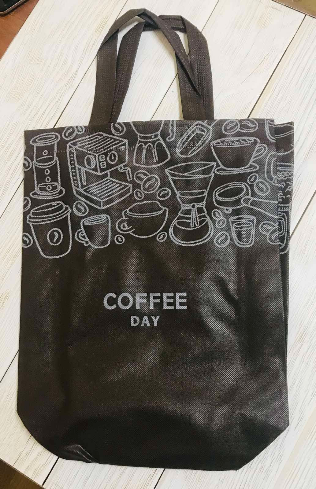 Coffee Print Eco Shopping Bag without Zipper, 29 x 33 cm - Image 3