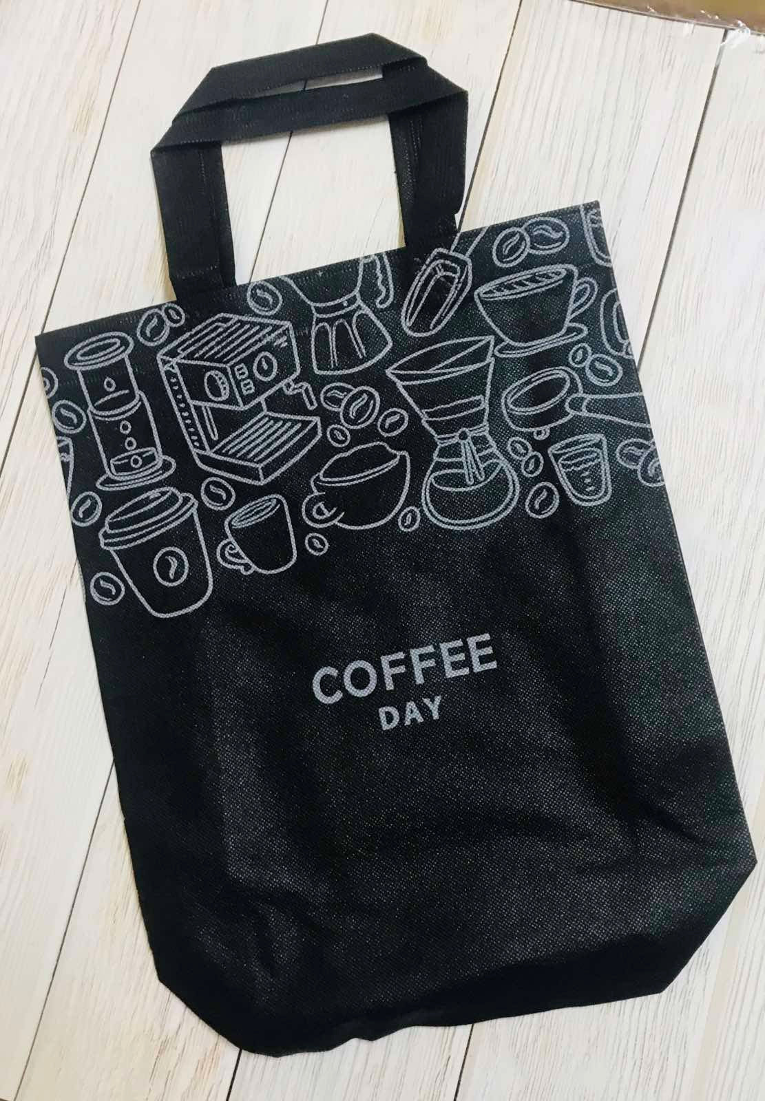 Coffee Print Eco Shopping Bag without Zipper, 29 x 33 cm - Image 4
