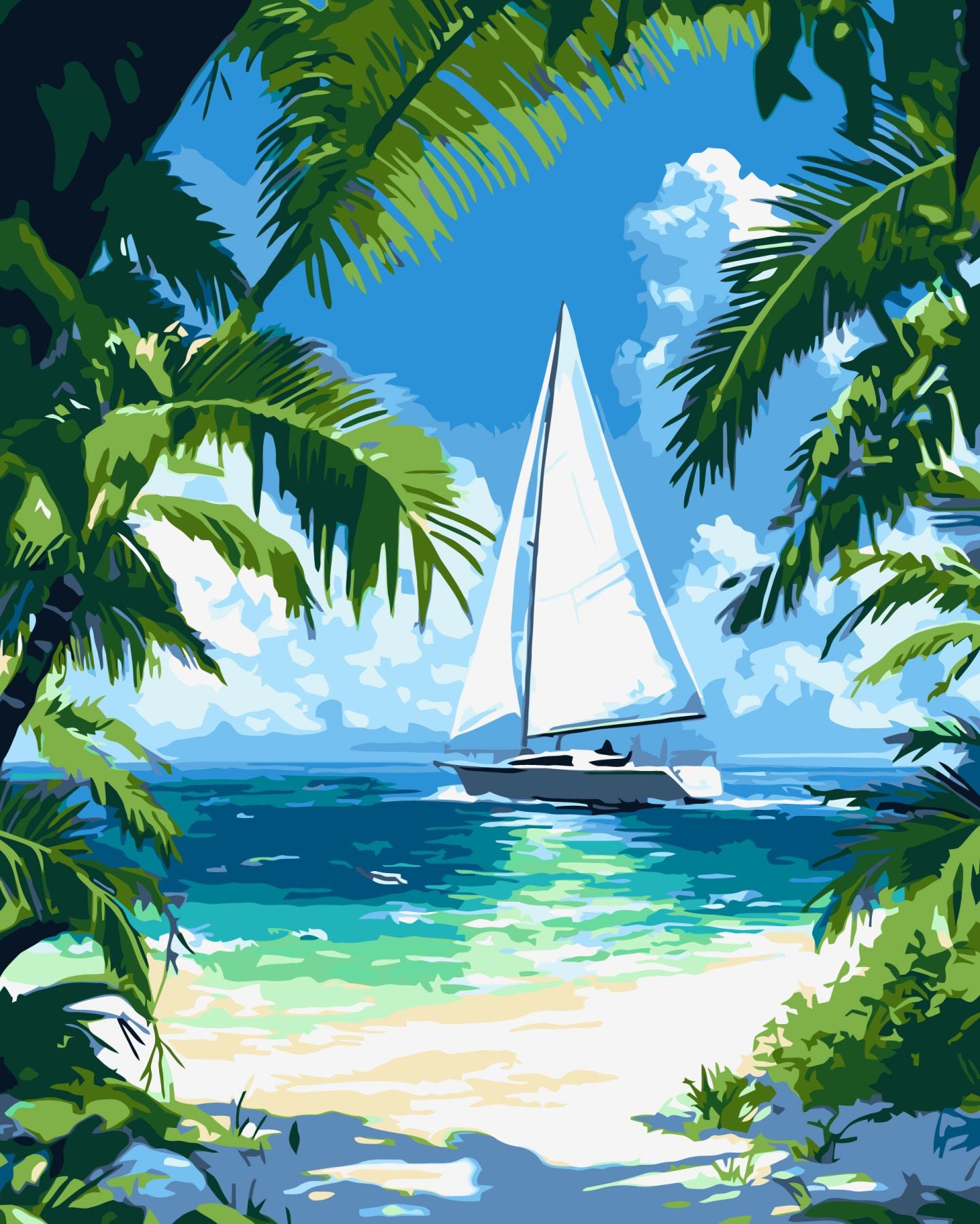 Ideyka KNO6404 Tropical Coast Paint-by-Numbers Set, 40 x 50 cm