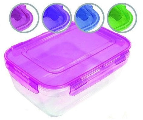 StarsPlast 94091 Rectangular Food Container with Colored Lid, 4 L