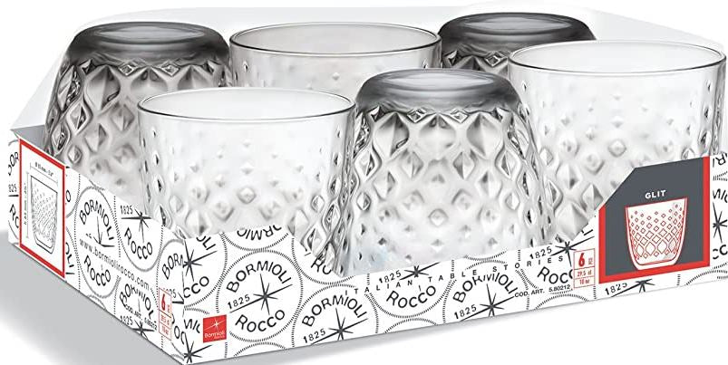 Bormioli Rocco Glit Lowball Glass Set, 6 x 295 mL