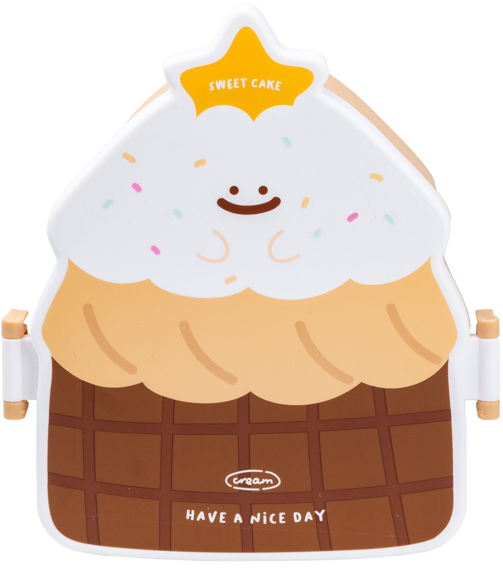 Sweet Cake HP-12-271BR Chocolate Brown Kids' Lunch Box with Utensils, 20 x 18 x 8 cm