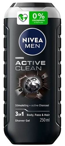 Nivea Men Active Clean 3-in-1 Shower Gel, 250 mL
