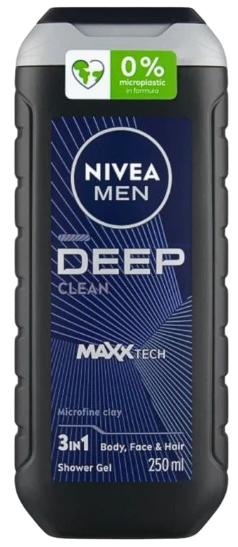 Nivea Men Deep Clean 3-in-1 Shower Gel, 250 mL