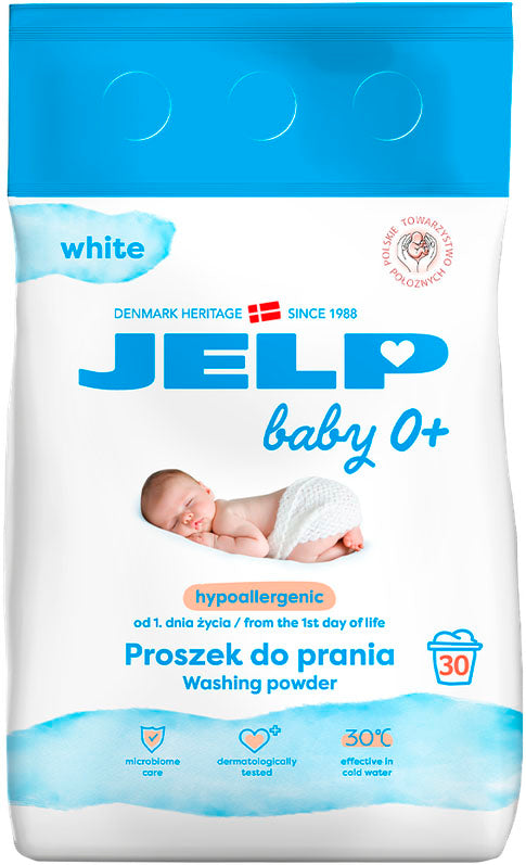 JELP Baby 0+ Hypoallergenic Powder Laundry Detergent for Whites, 30 Loads, 2.25 kg