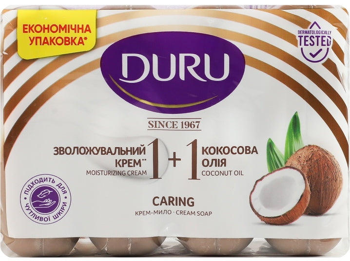 Duru 1+1 Moisturizing Cream & Coconut Oil Soap, 4 x, 80 g