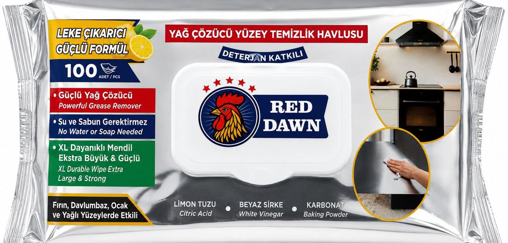 Red Dawn Cleaning Wet Wipes Lemon, 100 pcs
