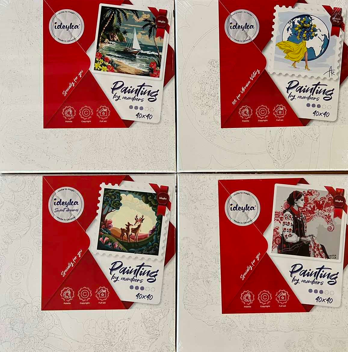 Ideyka Paint by Numbers Set, 40 x 40 cm, Assorted Designs - Image 3