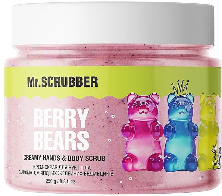 Mr. Scrubber Berry Gummy Bear-Scented Hand & Body Cream Scrub, 250 g