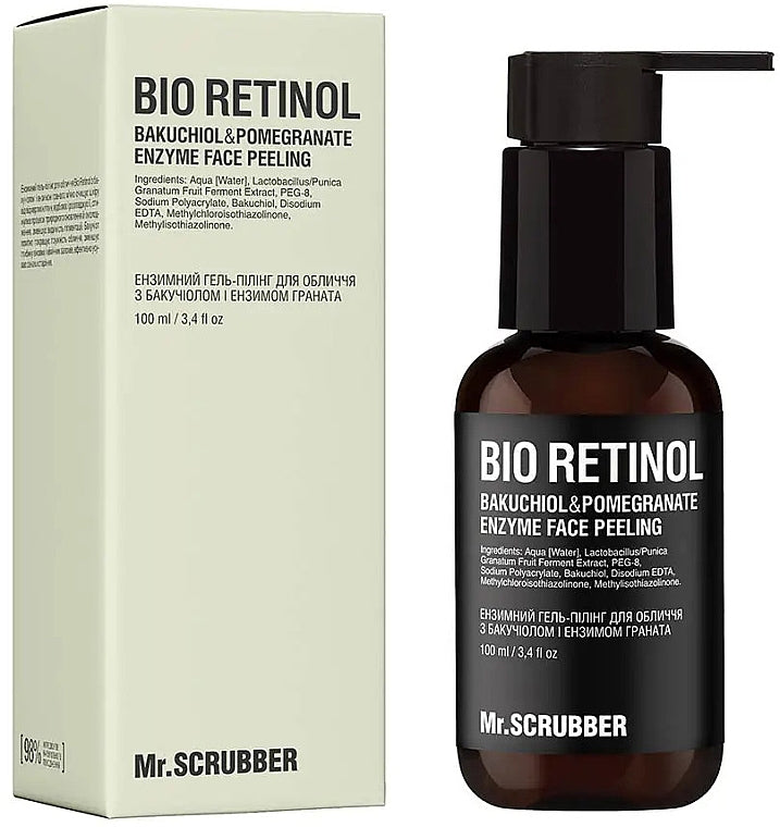 Mr. Scrubber Bio Retinol Enzyme Facial Peeling Gel with Bakuchiol & Pomegranate Enzyme, 100 mL