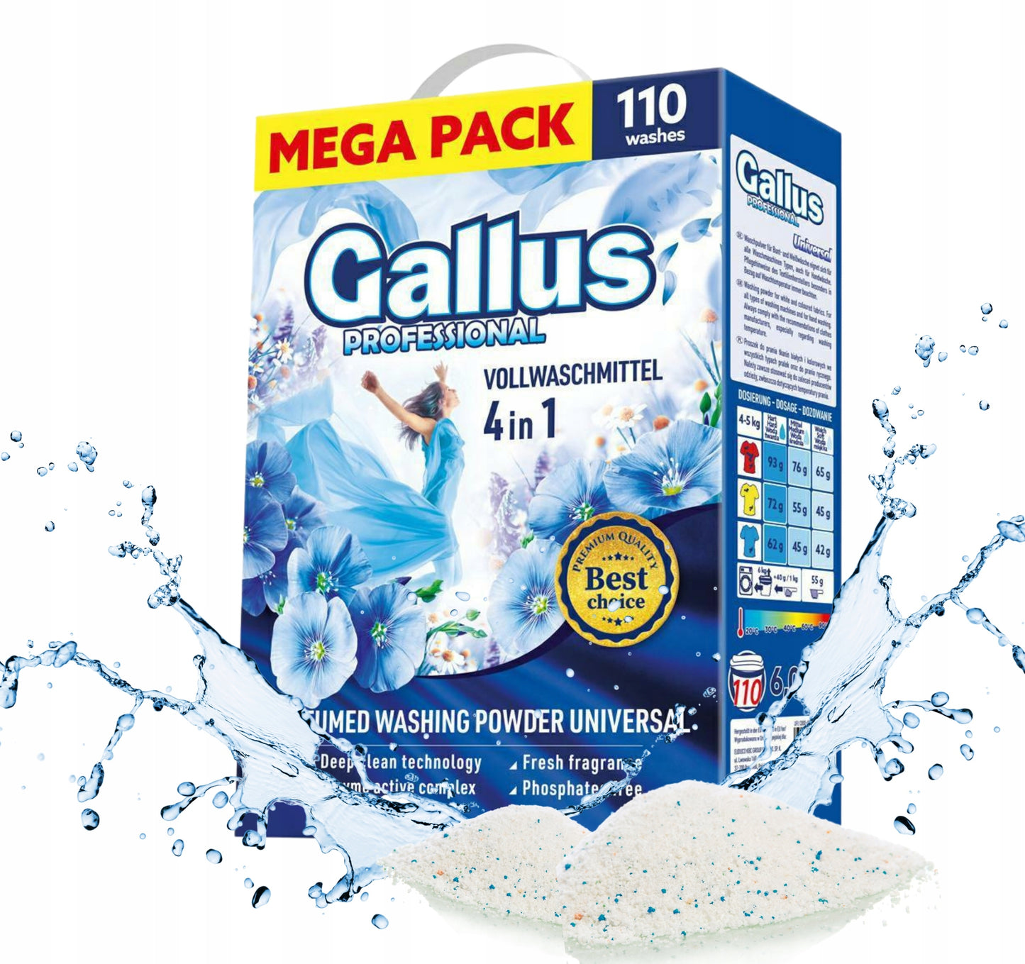 Gallus Professional 4-in-1 Universal Laundry Detergent Powder, 110 Loads, 6.05 kg - Image 2