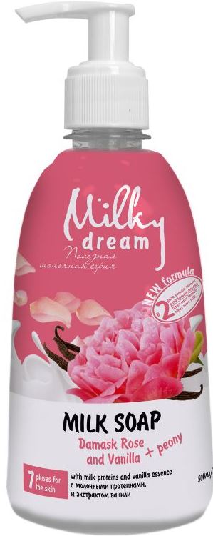 Milky Dream Damask Rose & Vanilla Liquid Cream Soap with Pump, 500 mL