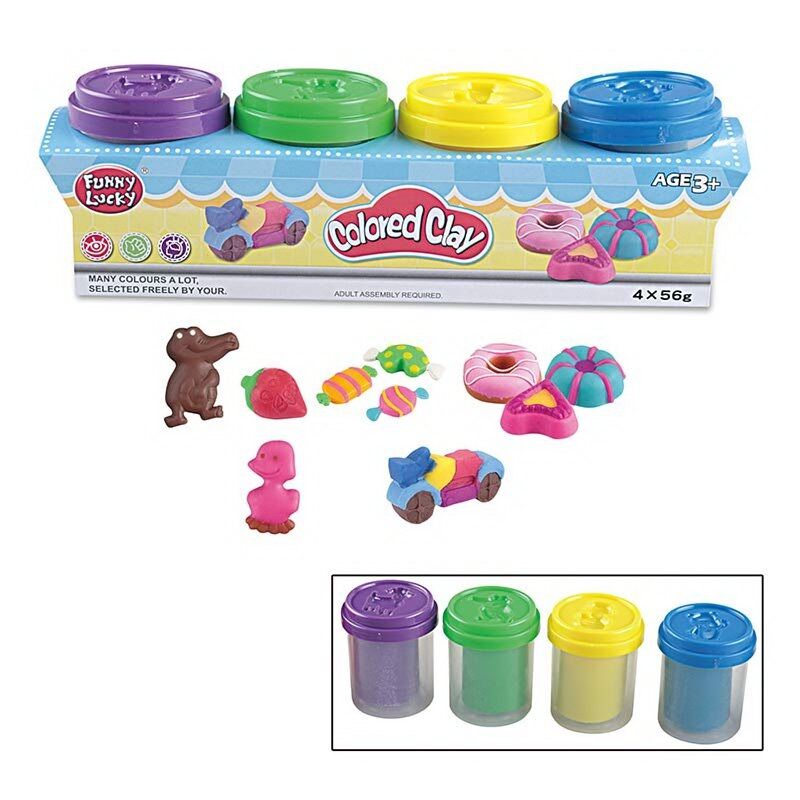 F018-136 Colored Clay Modeling Dough, 4 x 56 g