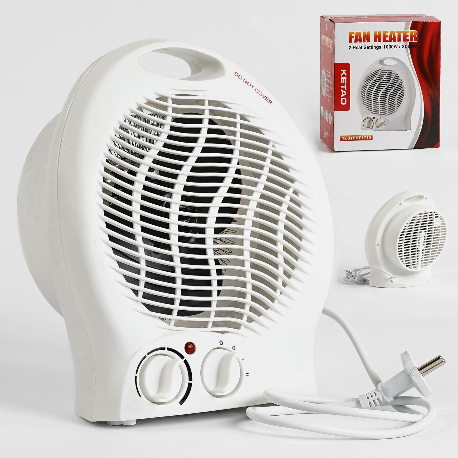 KETAO HF1710 Fan Heater, 2 Heat Settings, 1000/2000 W