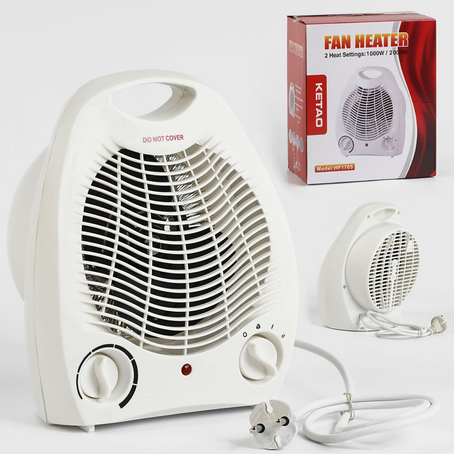 KETAO HF1705 Fan Heater, 2 Heat Settings, 1000/2000 W