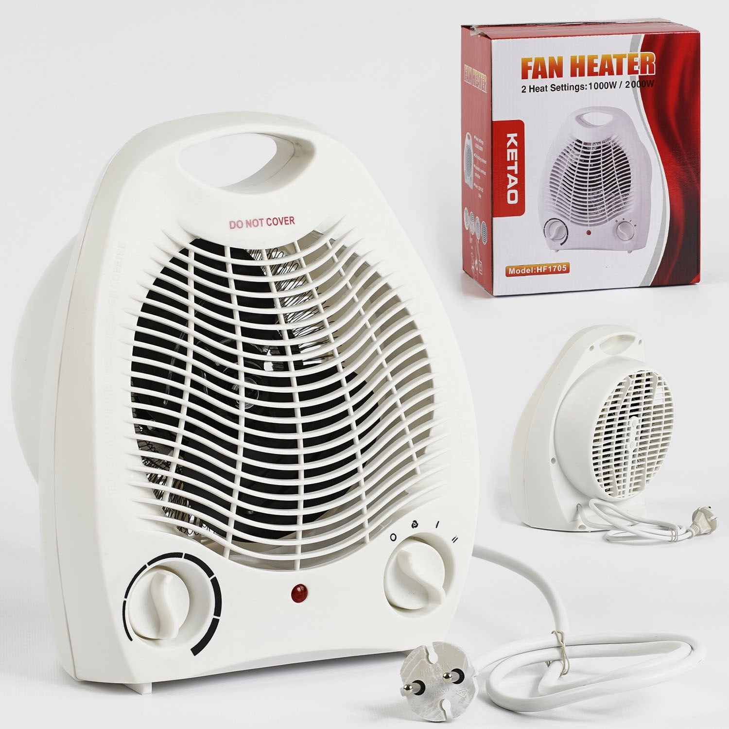 KETAO HF1705 Fan Heater, 2 Heat Settings, 1000/2000 W
