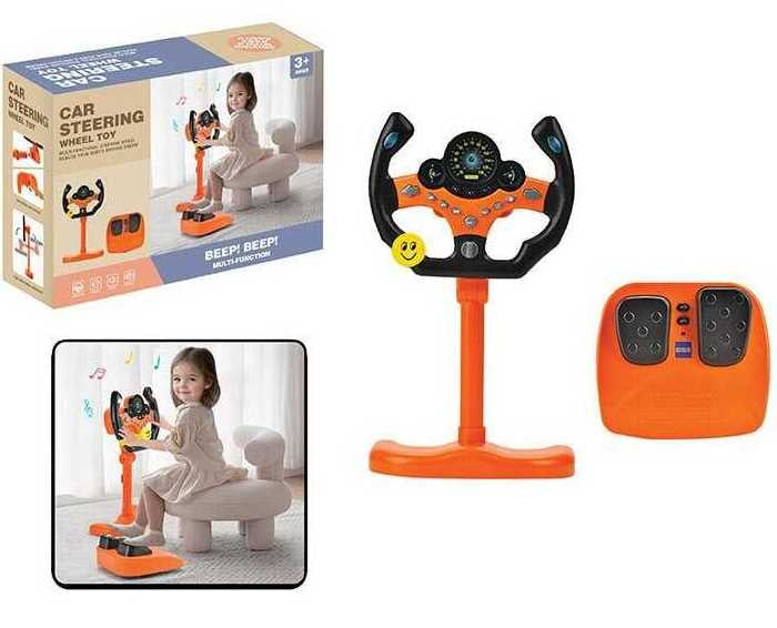 2192 E-73 Steering Wheel on 34 cm Stand with Sound Effects, Melodies, English Voice Prompts & 2 Pedals
