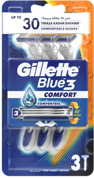 Gillette Blue 3 Comfort Men's Disposable Razors, 3 pcs