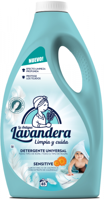 La Antigua Lavandera Sensitive Laundry Detergent Gel for Baby Clothes, 83 Loads, 2.49 L