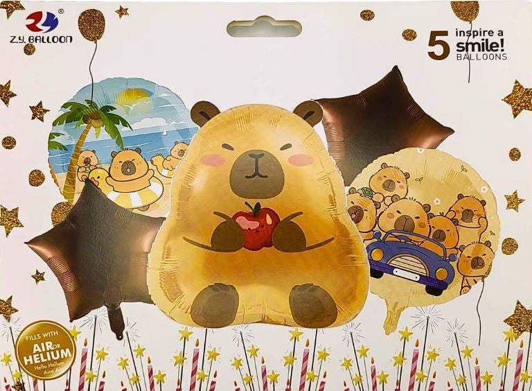 1212-48 Capybara Balloon Set, 5 pcs